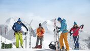 Backcountry skiers getting gear ready