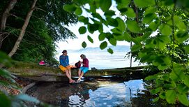 OD 0616 Kompass Bodensee Wanderweg Seegang Pause Wasser See