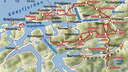 OD 1214 Norwegen Trek Fjordruta Karte Map Etappen